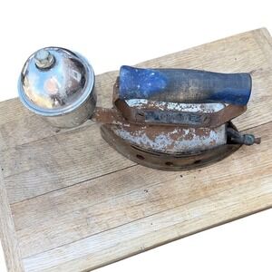 Coleman Model No 2 Gas Pressure Iron Blue Wood Handle Antique Made in USA Fair